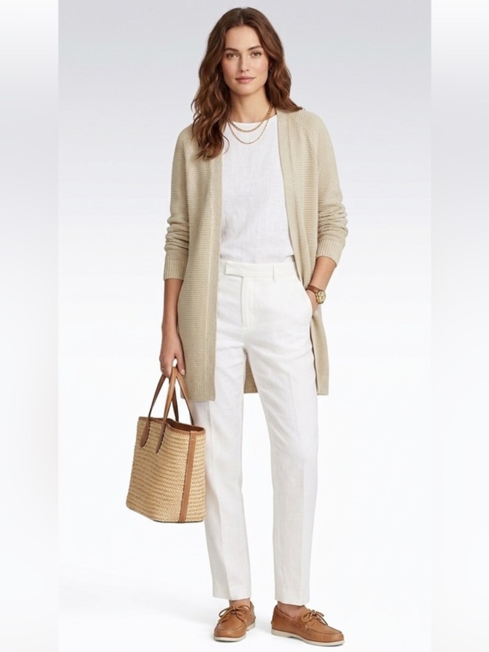 Only Beige Long Knit Cardigan